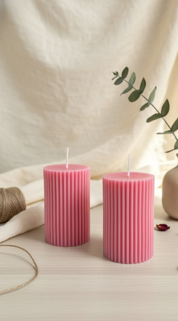 Earthnest Rose Bloom Pillar Candle (Pack of 2)