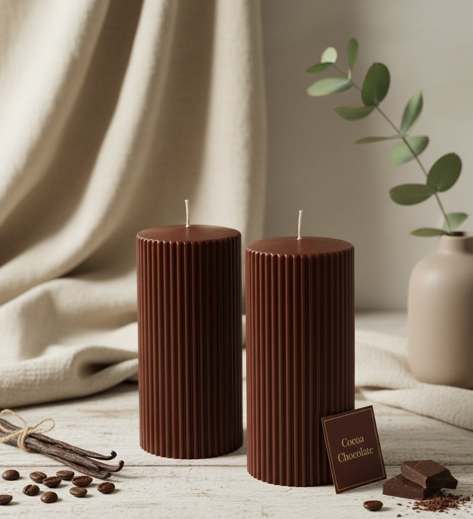 Earthnest Cocoa Pillar Candle (Pack of 2)