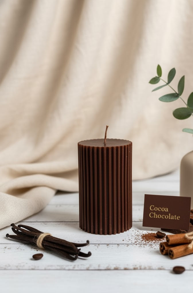 Earthnest Cocoa Pillar Candle (Pack of 2)
